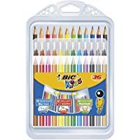 BIC Kids Set para Colorear - 12 rotuladores-12 Lápices para Colorear-12 Ceras- colores Surtidos- Estuche de 36 unidades